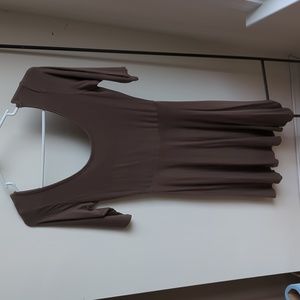 Olive Green Scope Neck Open Back Skater Dress